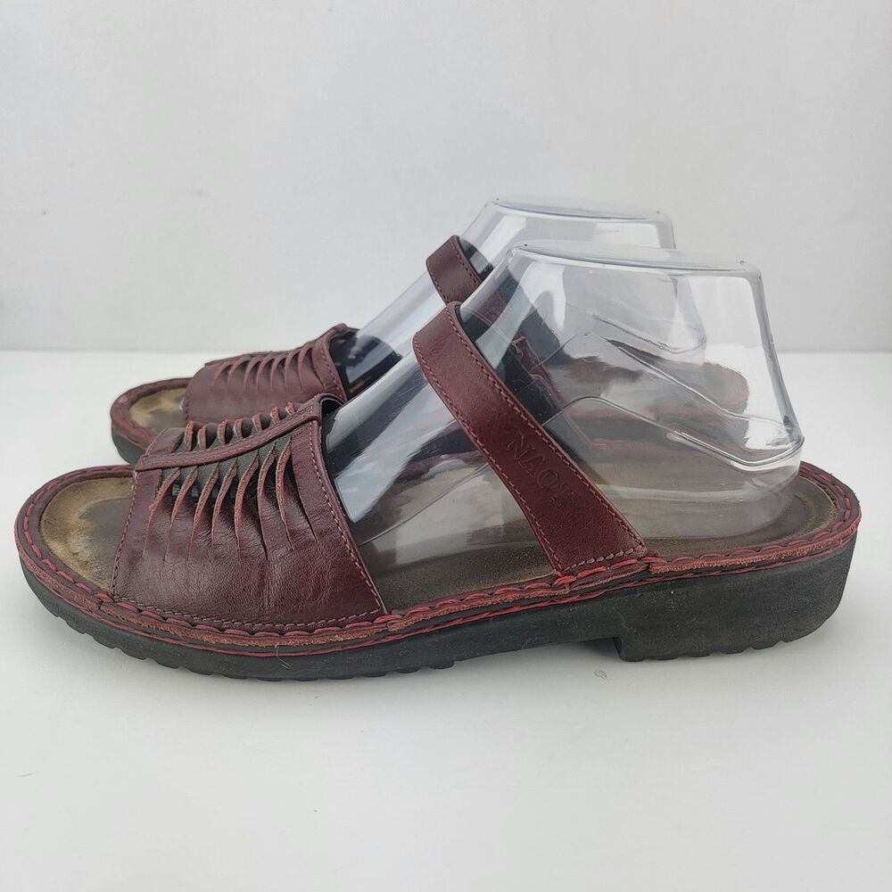 NAOT Womens Size 9.5 Red Leather Slide Open Toe Comfort Sandals